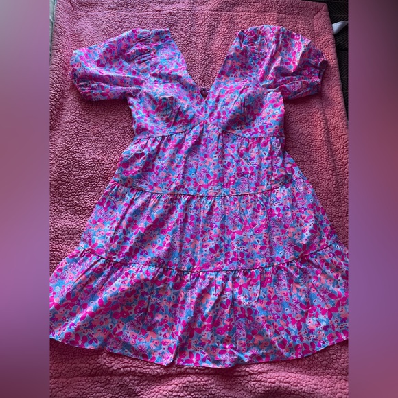 NWT Lilly Pulitzer Nalani Short Sleeve Cotton Dress- 16- Aura Pink Baby Bloomer - Picture 3 of 7